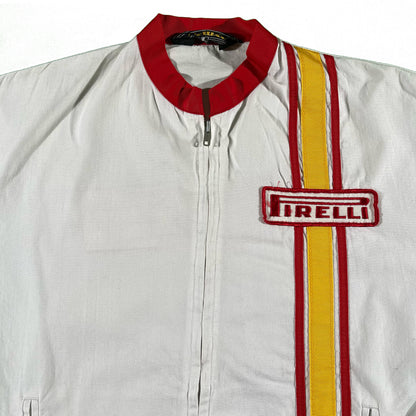 70s White Pirelli Tires Racing Jacket- L