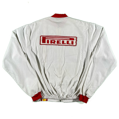 70s White Pirelli Tires Racing Jacket- L