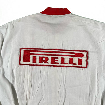 70s White Pirelli Tires Racing Jacket- L