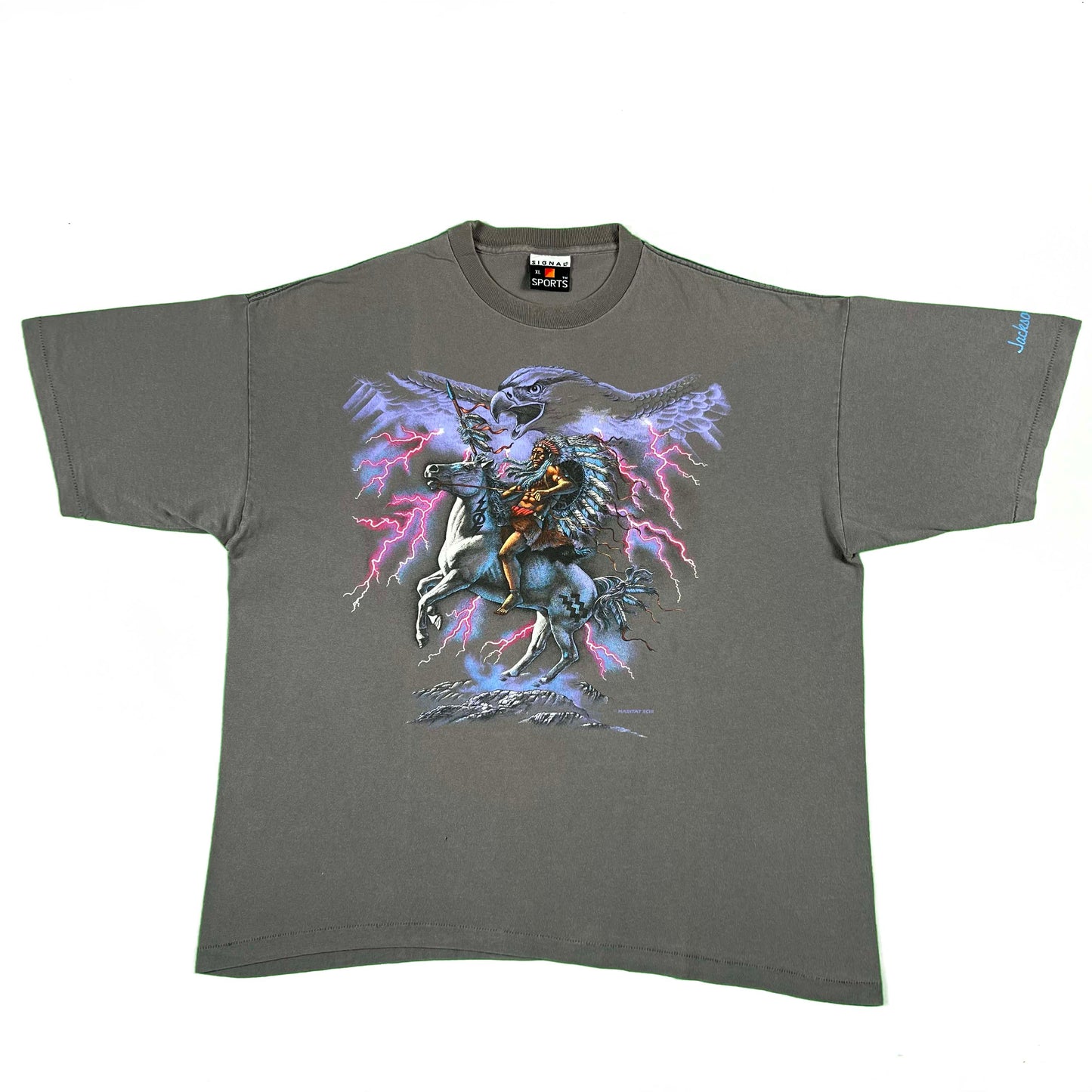 90s Pink Lightning Native Bald Eagle Tee- XL