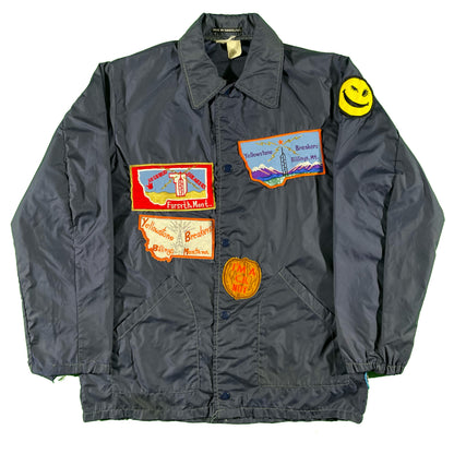 80s Navy Nylon Montana Patch Jacket- M