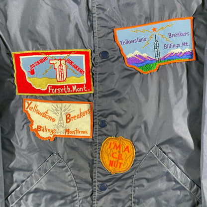 80s Navy Nylon Montana Patch Jacket- M