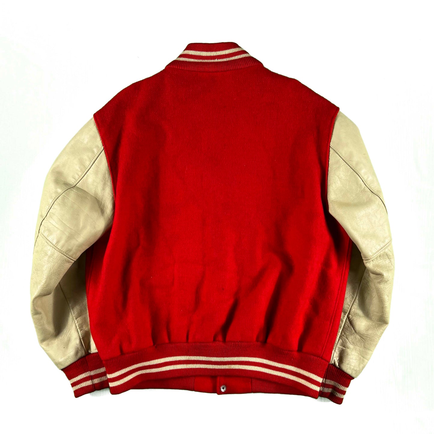 90s Red & Cream Wool Varsity Jacket- XL