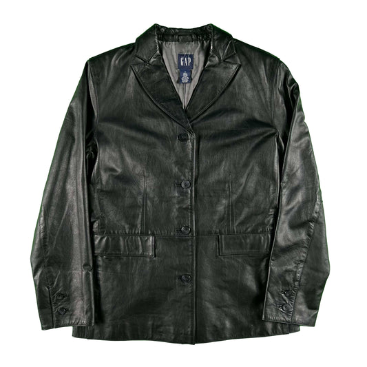 90s/00s Gap Black Leather Jacket- S