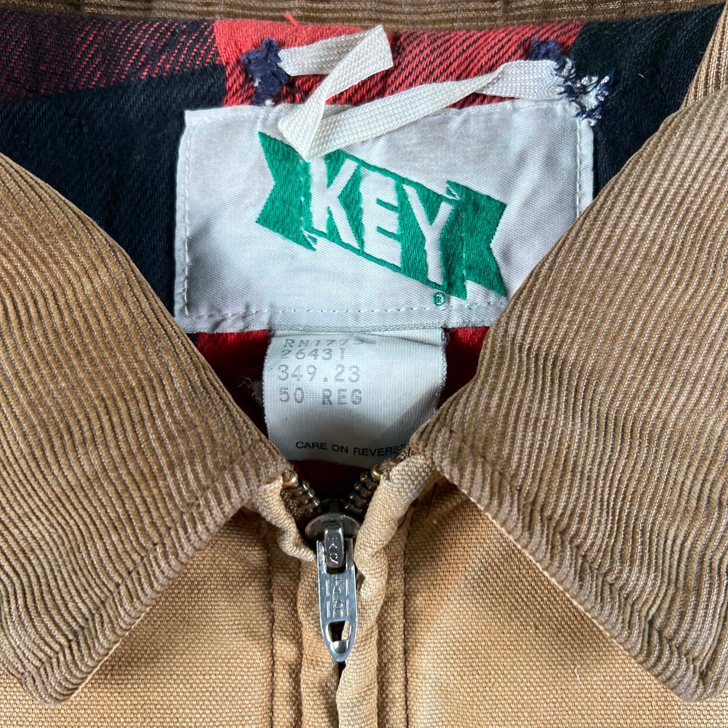 80s Sun Faded Key Canvas Trucker Work Jacket- XL