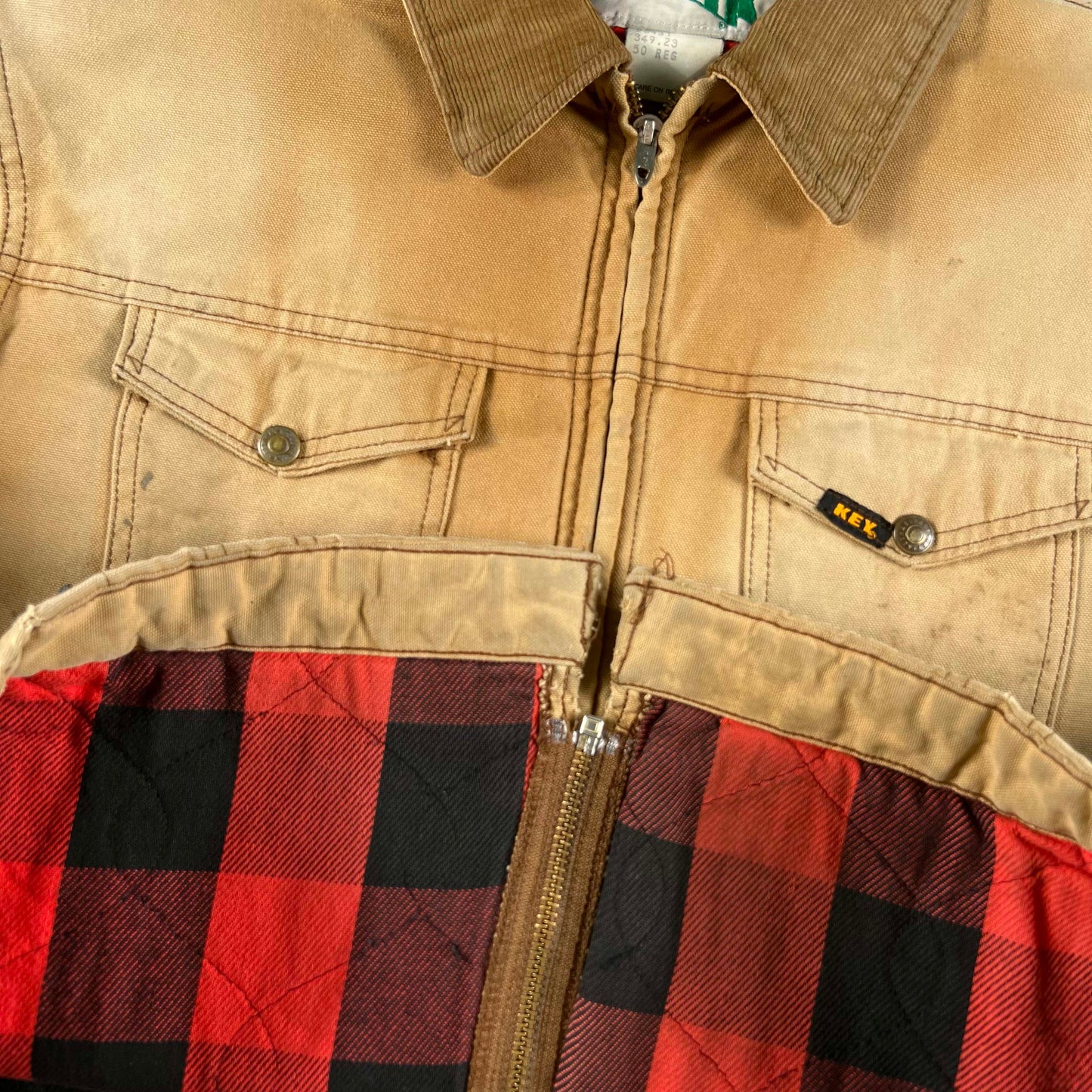 80s Sun Faded Key Canvas Trucker Work Jacket- XL