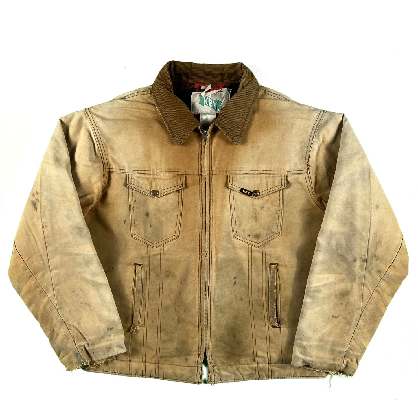 80s Sun Faded Key Canvas Trucker Work Jacket- XL