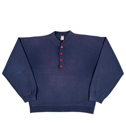 70s Euro Henley Sweatshirt- M