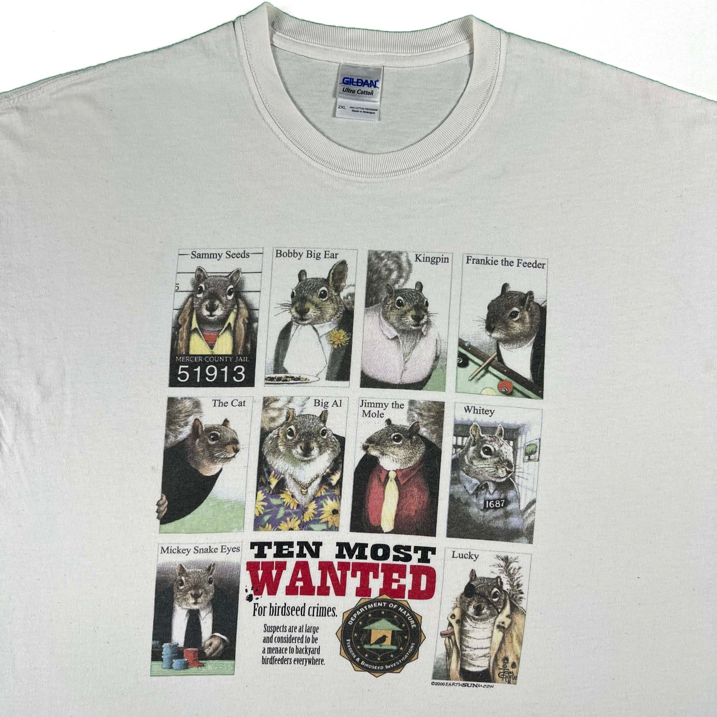 00s Ten Most Wanted Squirrels Tee- XXL