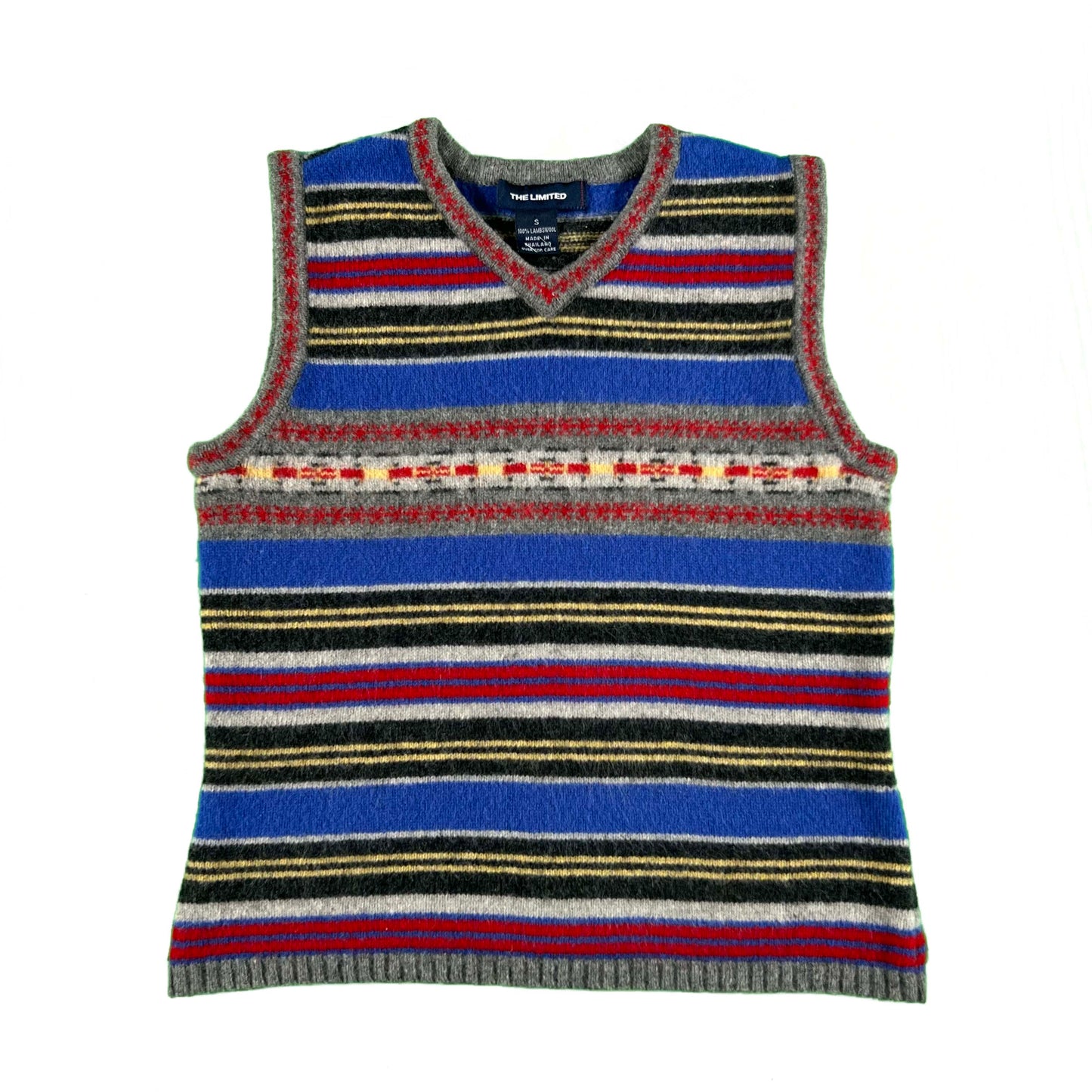 90s Striped Lambswool Sweater Vest- XS