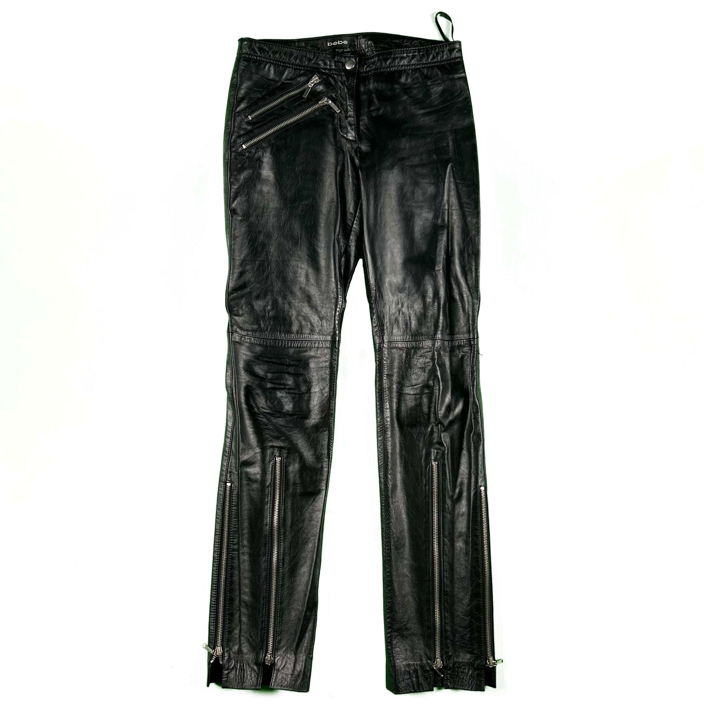 00s bebe Multi Zip Black Leather Pants- 27x31