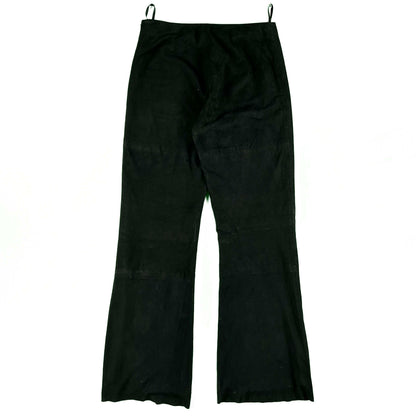 90s Black Goat Suede Leather Flared Pants- 30x32