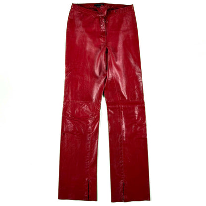 00s Dark Cherry Red Leather Pants- 25x30.5