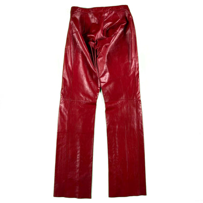 00s Dark Cherry Red Leather Pants- 25x30.5