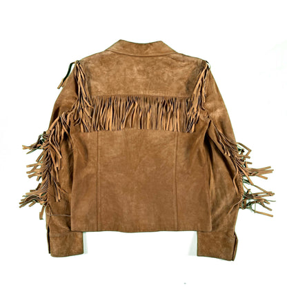 80s Lauren Ralph Lauren Tan Leather Suede Fringe Jacket- S