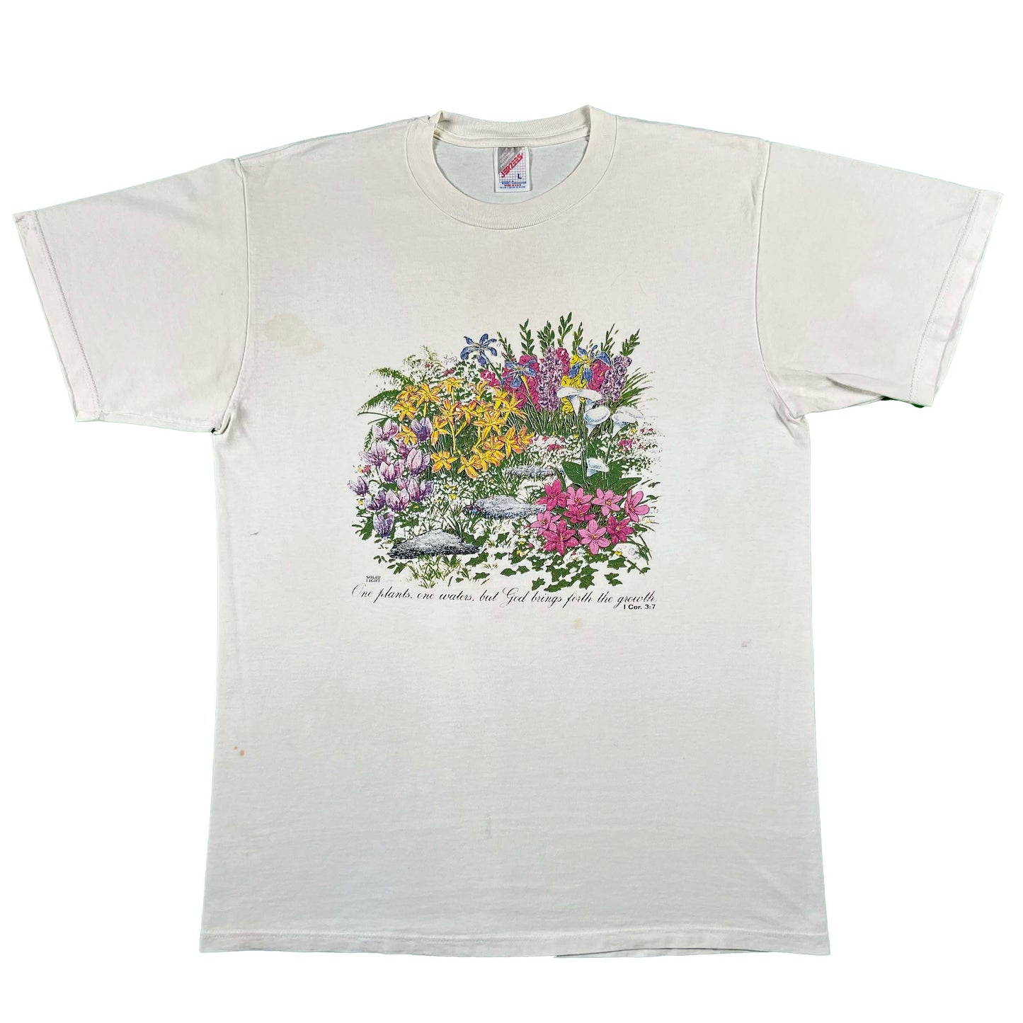 90s Floral Jesus Quote Tee- L