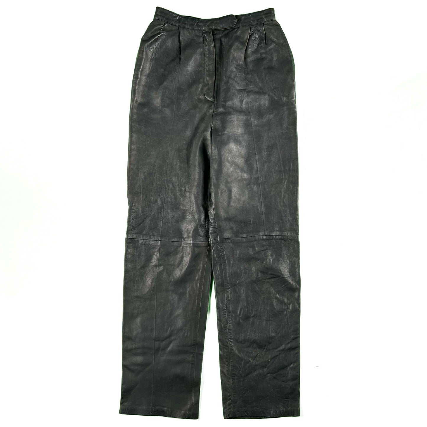70s Dark Grey Lambskin Leather Pants- 26x29