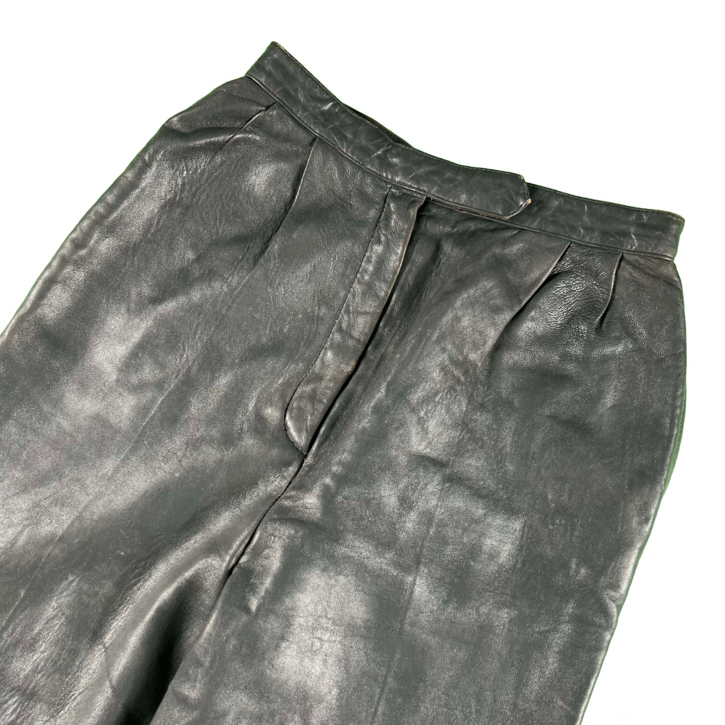 70s Dark Grey Lambskin Leather Pants- 26x29