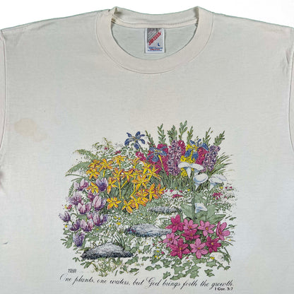 90s Floral Jesus Quote Tee- L