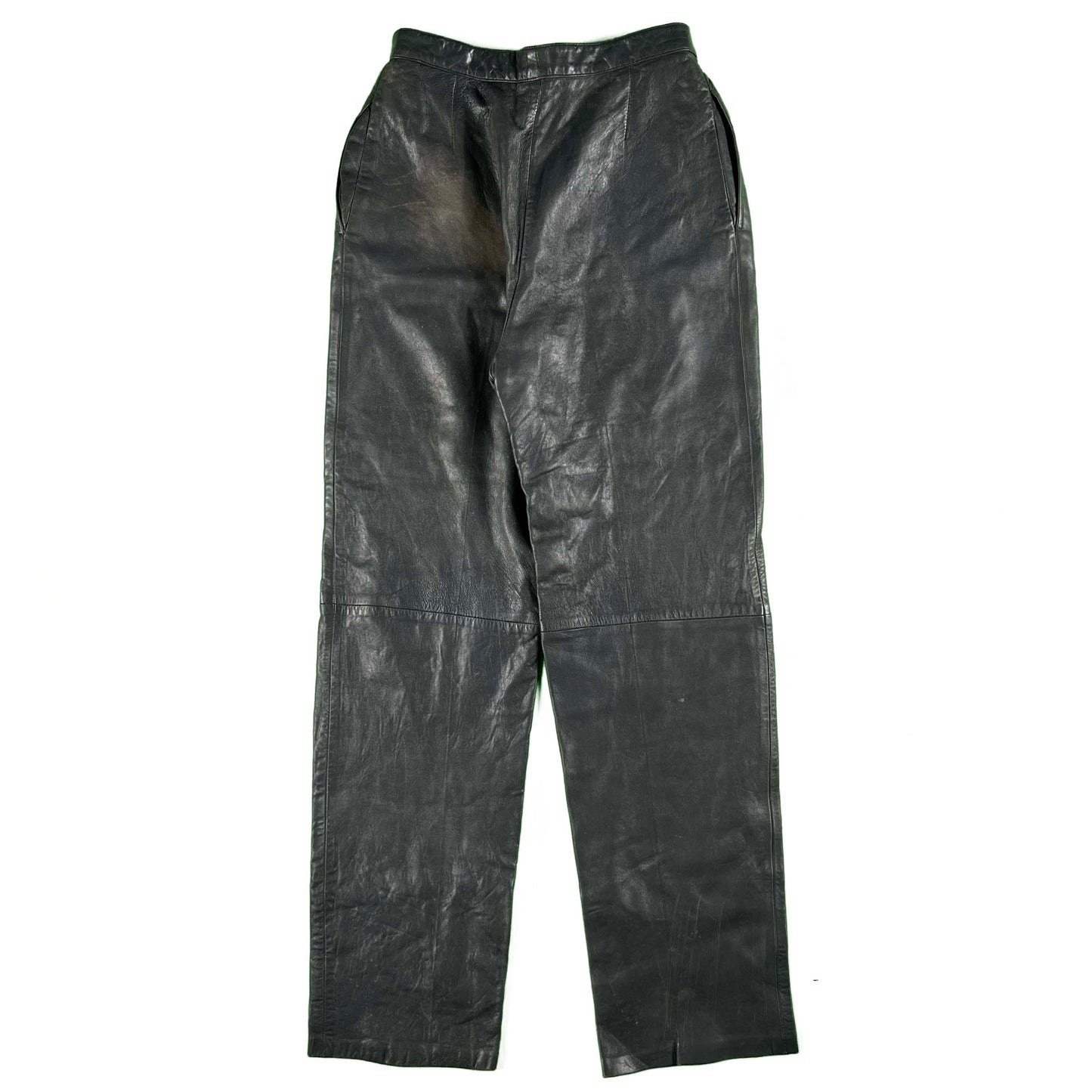 70s Dark Grey Lambskin Leather Pants- 26x29