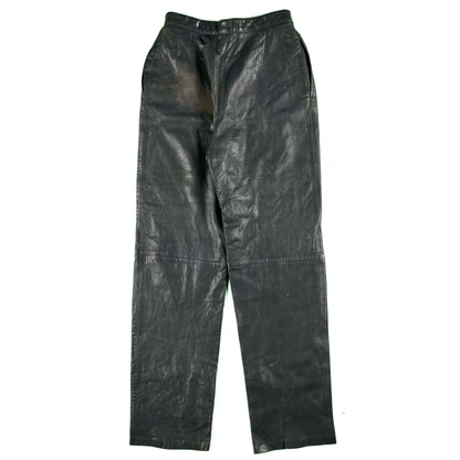 70s Dark Grey Lambskin Leather Pants- 26x29