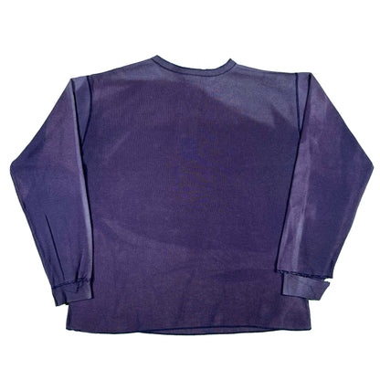 80s Sun Faded & Thrashed Navy Cotton Thermal Shirt- L