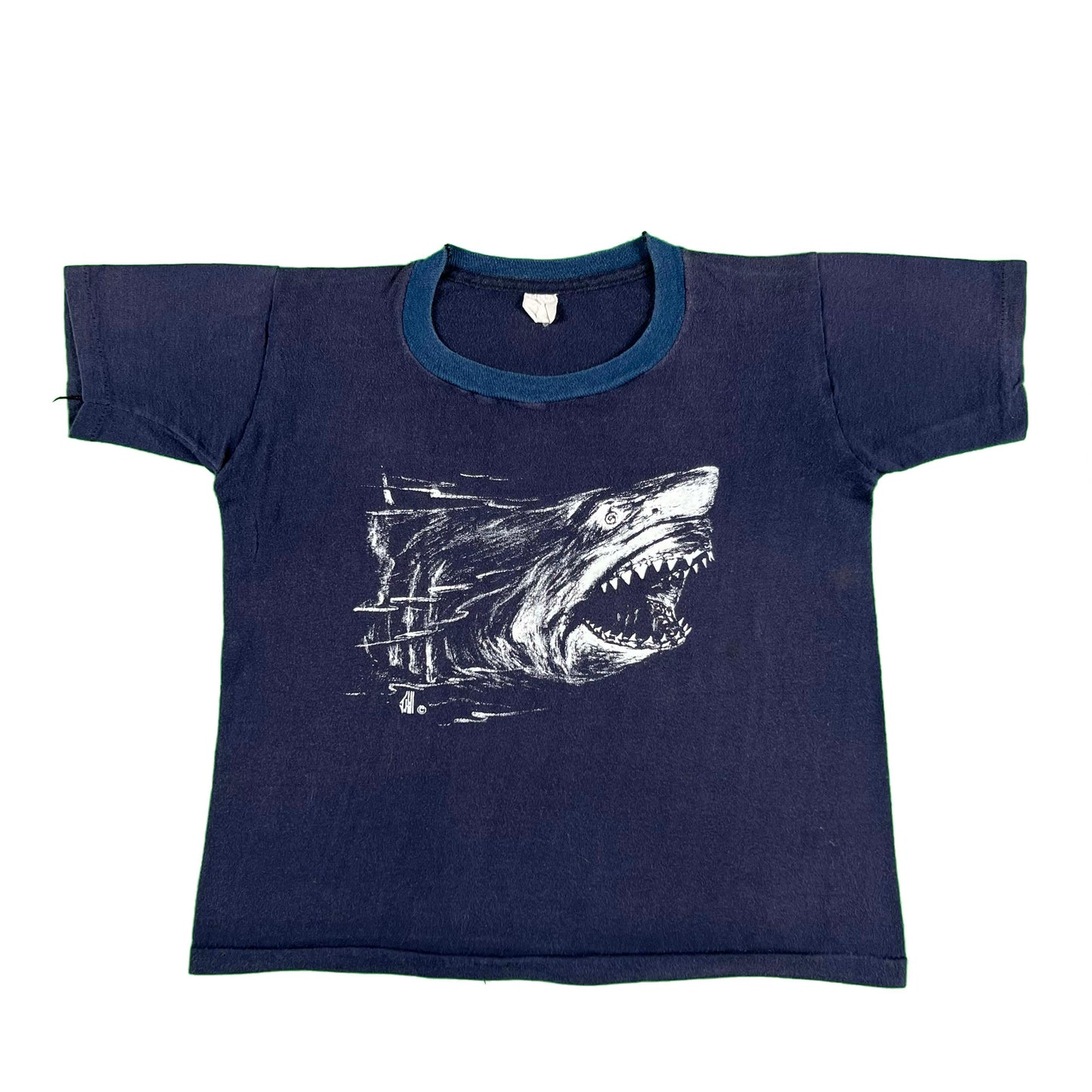 80s Two Tone Navy Shark Baby Tee