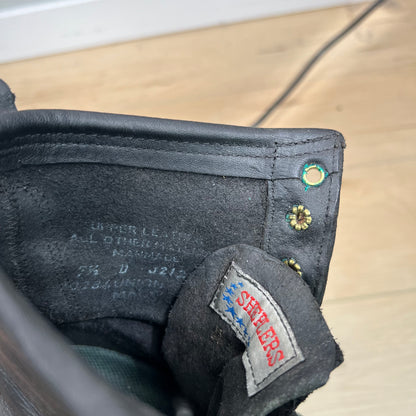 90s Black Leather Logger Boots- M's 7.5, W's 9