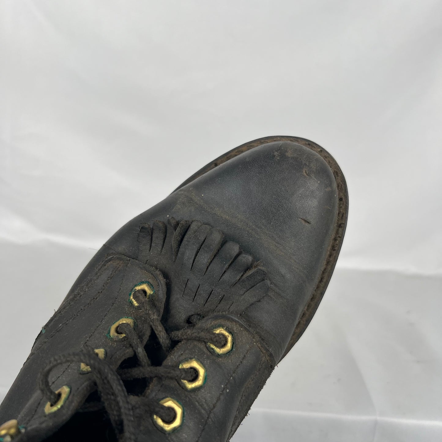 90s Black Leather Logger Boots- M's 7.5, W's 9