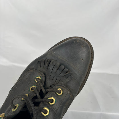 90s Black Leather Logger Boots- M's 7.5, W's 9