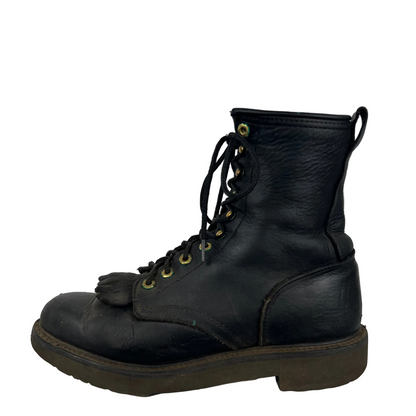 90s Black Leather Logger Boots- M's 7.5, W's 9