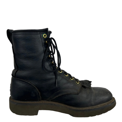 90s Black Leather Logger Boots- M's 7.5, W's 9