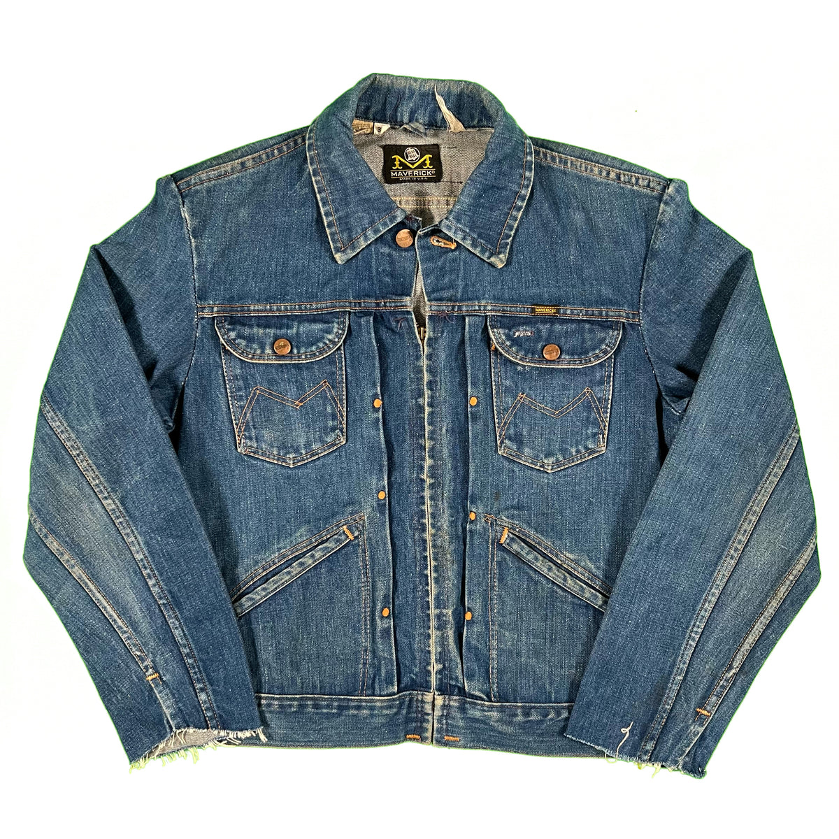 60s Maverick Blue Bell Zip Up Denim Jacket- S – Plum Garments