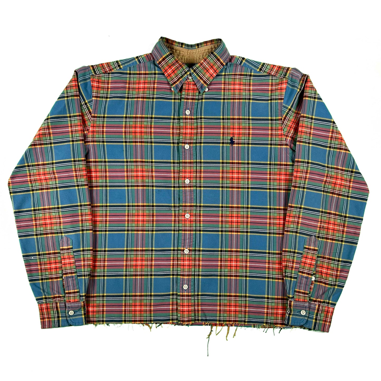 00s Polo RL Cropped Plaid Button Down- M