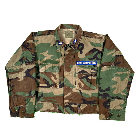 90s Cropped Camo Civil Air Patrol Utility Shirt- M