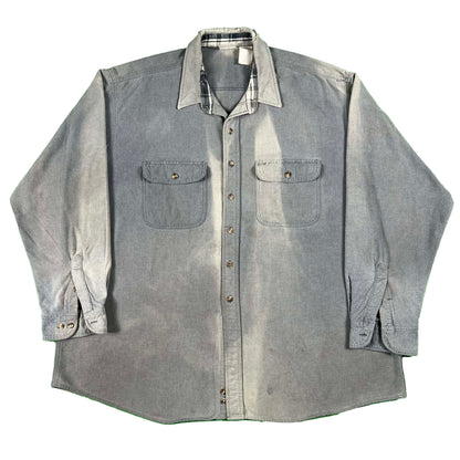 90s Sun Faded Blue/Grey Chamois Shirt- XXL