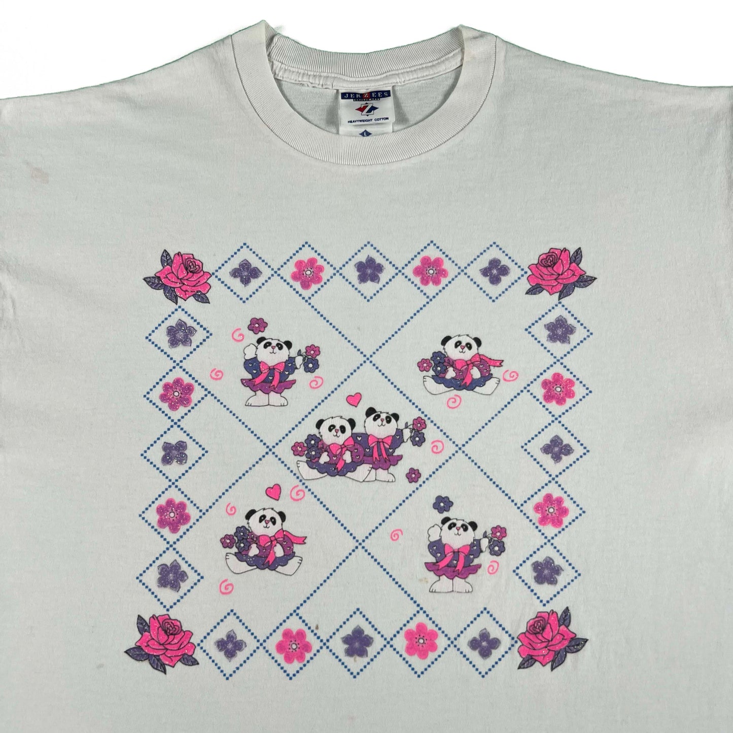 90s Absolutely Adorable Panda Bears Tee- L