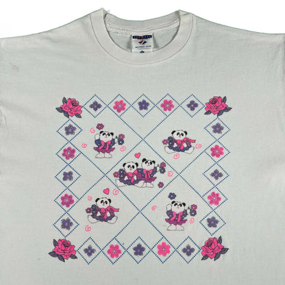 90s Absolutely Adorable Panda Bears Tee- L
