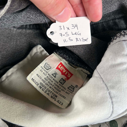 90s Sun Faded Black Levi's 501 Denim- 31x34