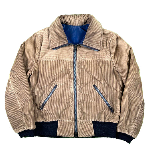 80s Sun Faded Grey Corduroy Bomber Jacket- M