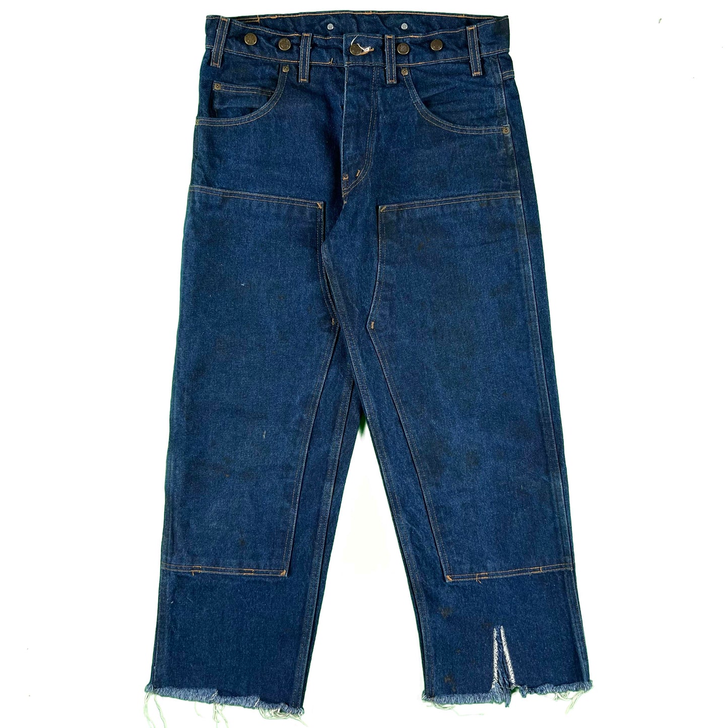 90s Dark Wash Raw Hem Double Knee Denim- 33x27.5