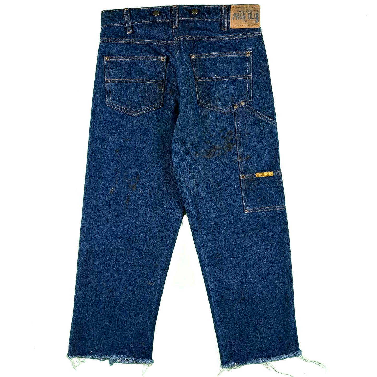 90s Dark Wash Raw Hem Double Knee Denim- 33x27.5
