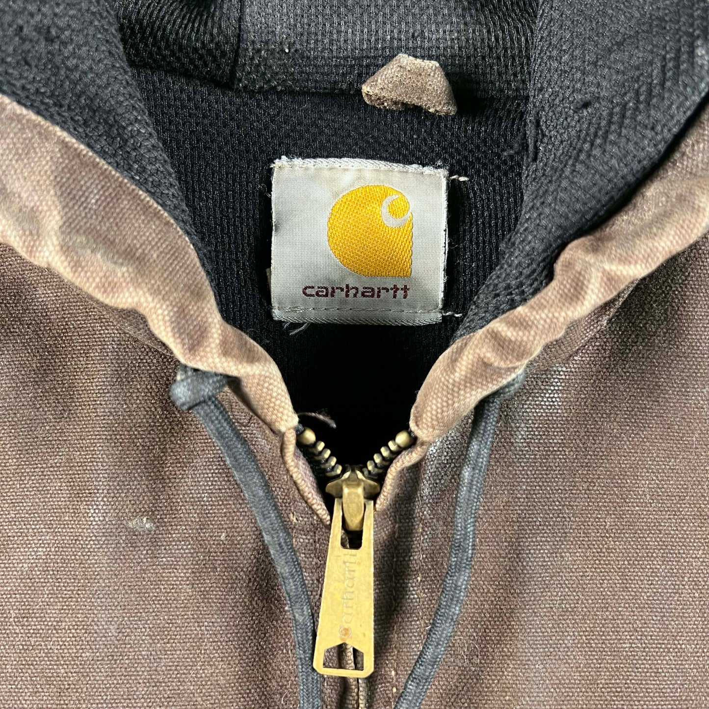 Carhartt Perfectly Worn Brown Hooded Work Jacket- M