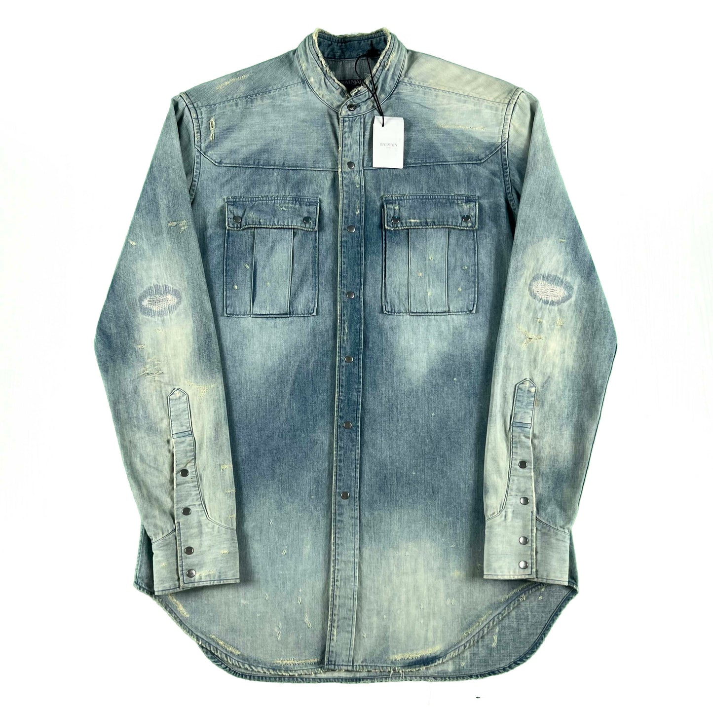 Balmain "Repaired" Denim Button Up- L