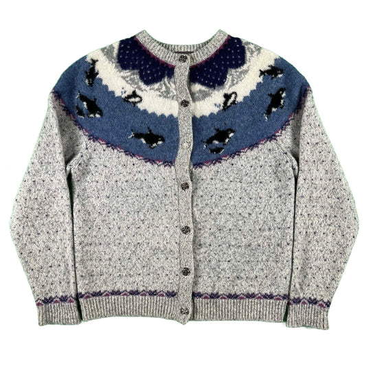 80s Woolrich Orca Whale Cardigan- M