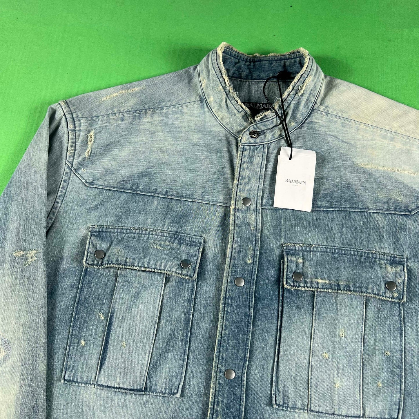Balmain "Repaired" Denim Button Up- L
