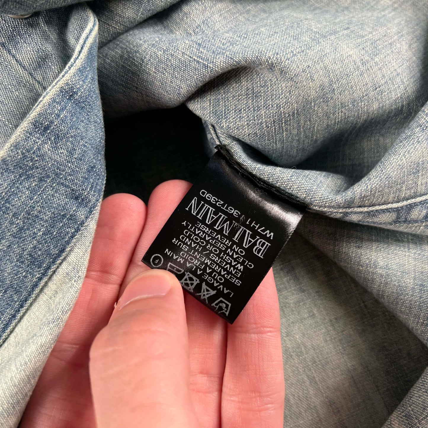 Balmain "Repaired" Denim Button Up- L