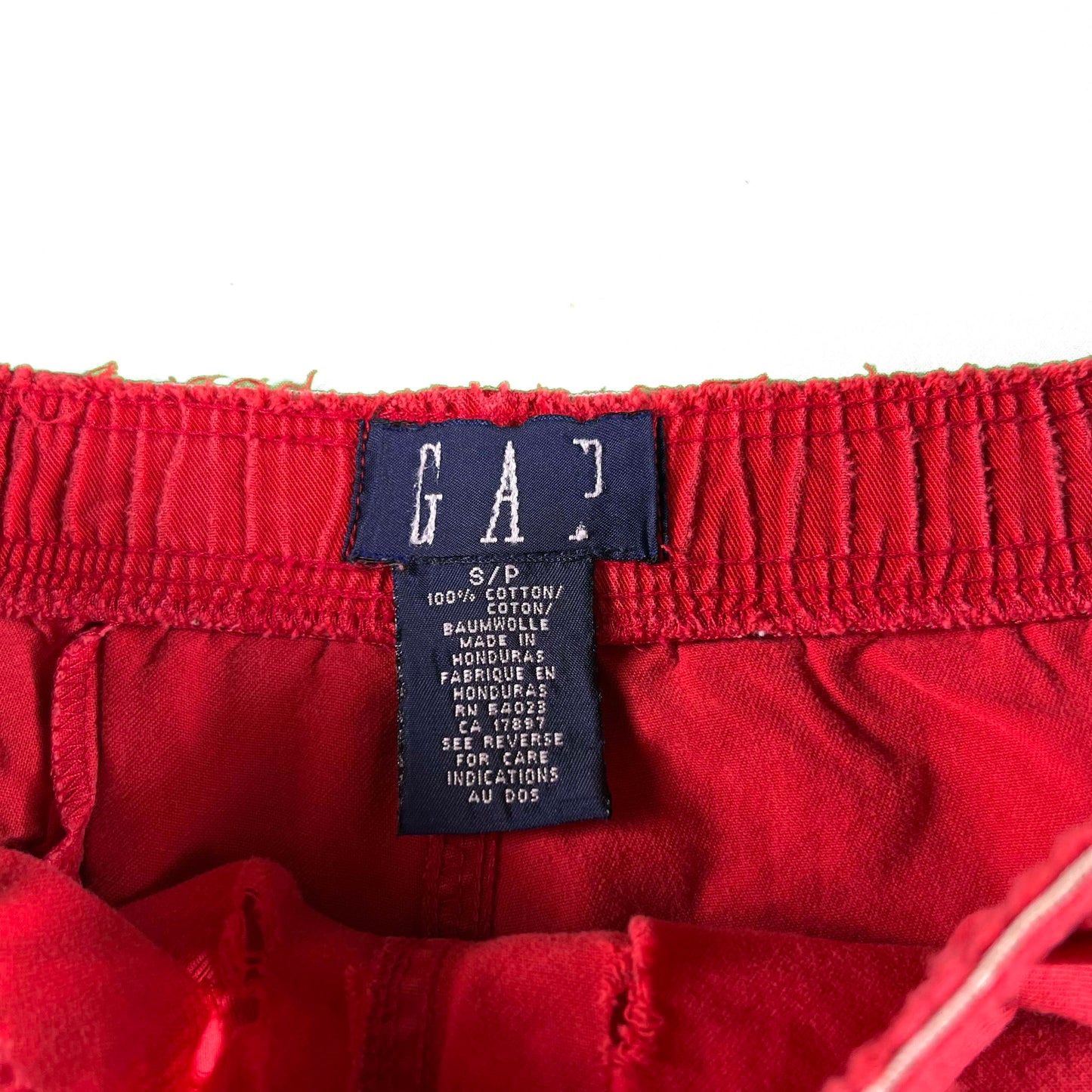 90s Thrashed and Sun Faded Red Gap Board Shorts- S
