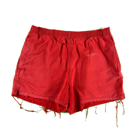 90s Thrashed and Sun Faded Red Gap Board Shorts- S