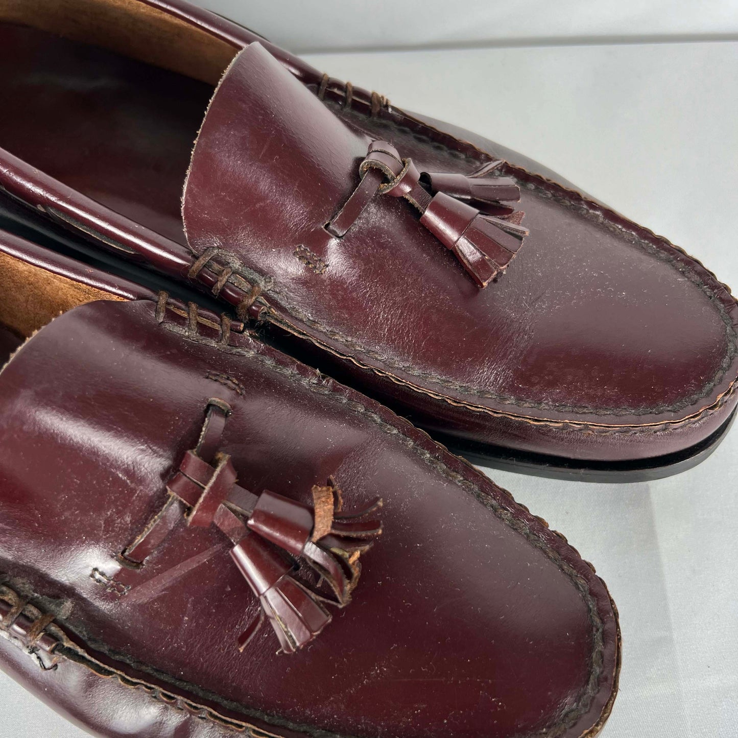 80s Oxblood Leather Tassel Loafers- M's 11.5, W's 13
